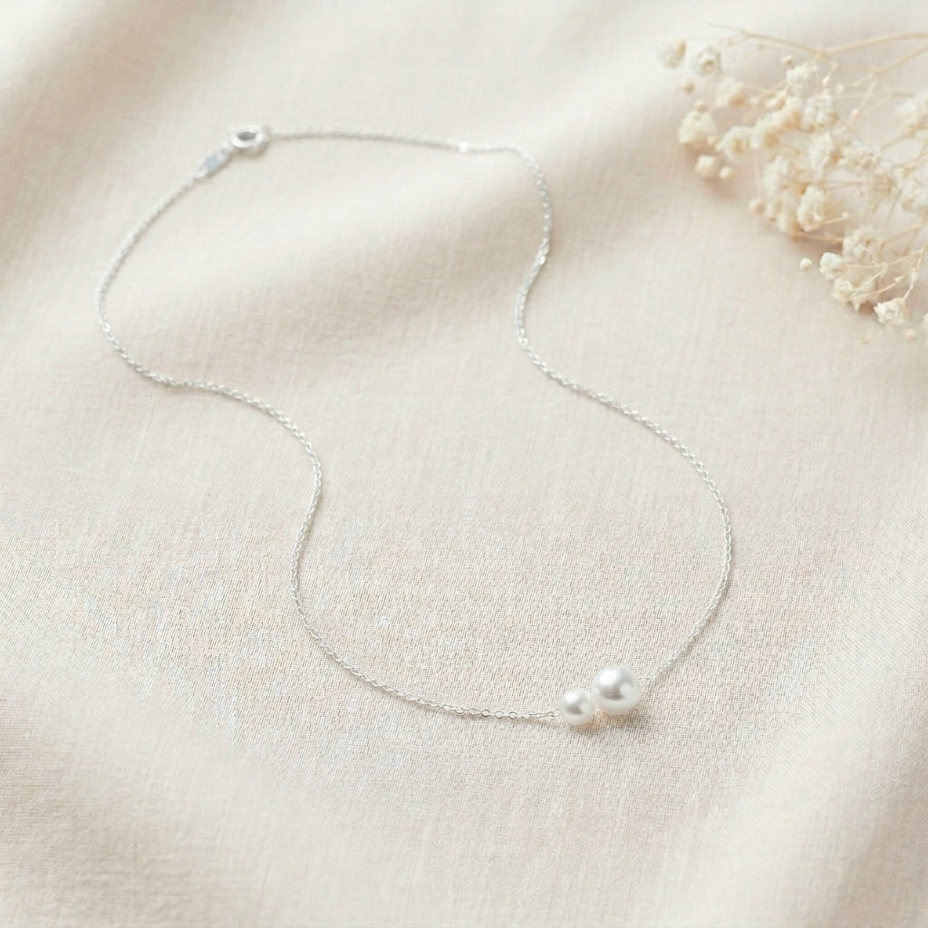 Double Freshwater Pearl Necklace in Sterling Silver