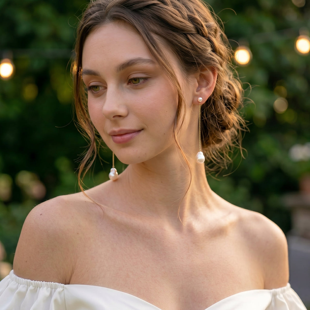 Baroque Pearl Chain Drop Earrings in Gold Plated | 925 Sterling Silver