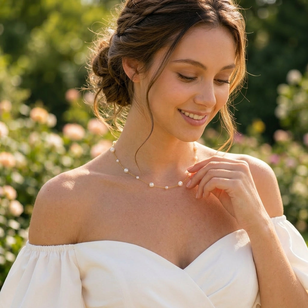 Freshwater Pearl Chain Necklace in Sterling Silver