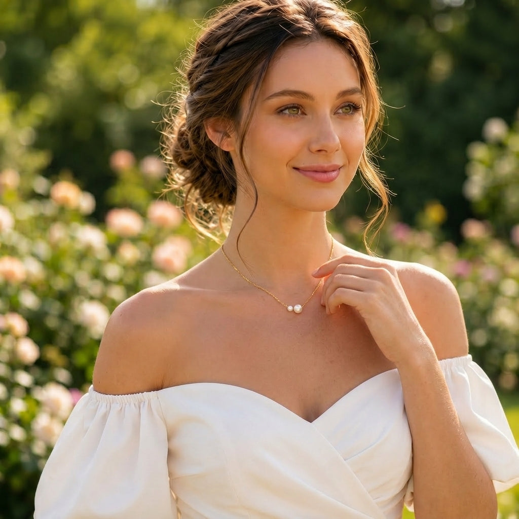 Double Freshwater Pearl Necklace in Sterling Silver