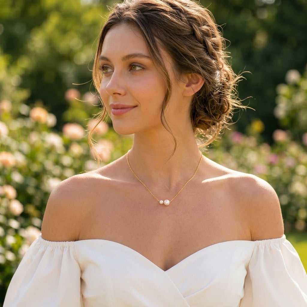 Double Freshwater Pearl Necklace in Sterling Silver