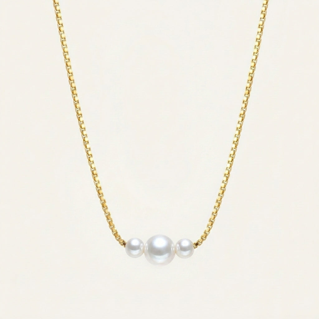 Triple Freshwater Pearl Necklace in Sterling Silver