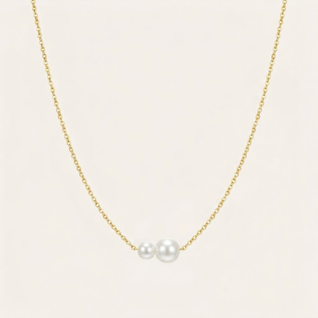 Double Freshwater Pearl Necklace in Sterling Silver