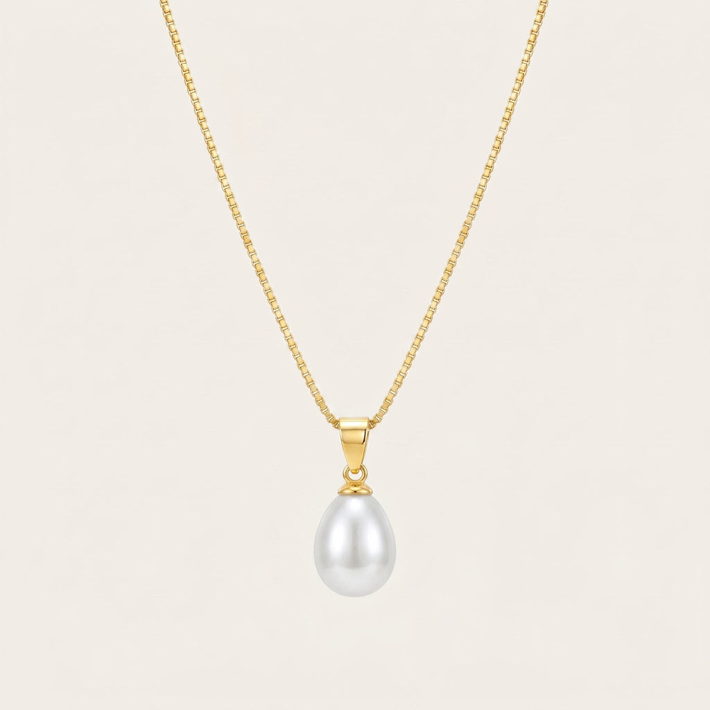 Freshwater Pearl Pendant Necklace with CZ in Sterling Silver