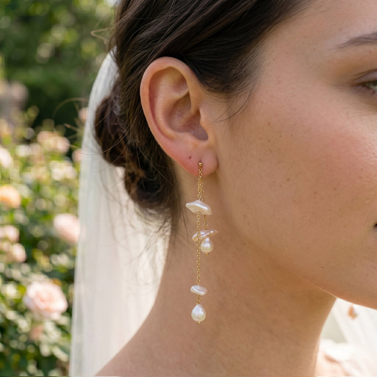 Bow Baroque Pearl Drop Earrings in 14K Gold Plated | 925 Sterling Silver