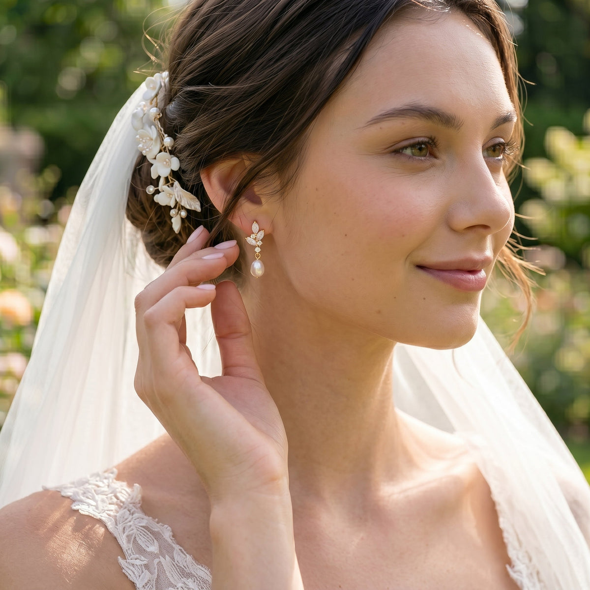 Dainty Pearl Drop Earrings in 18K Gold