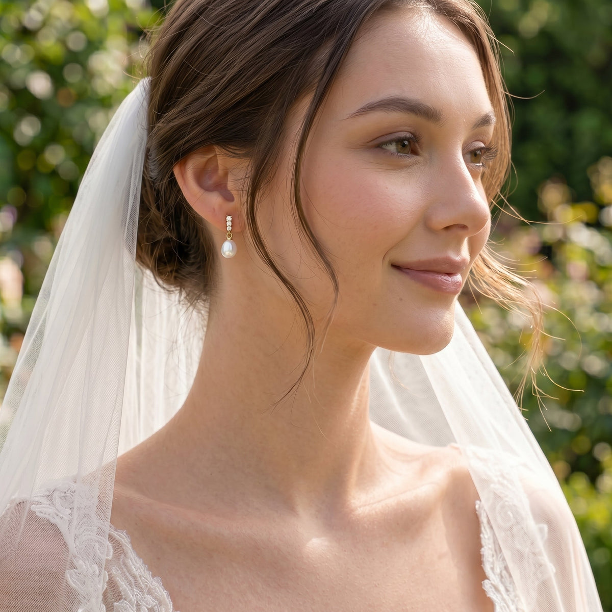 Freshwater Pearl Drop Earrings with CZ