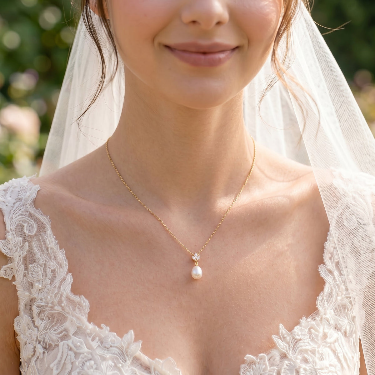 Pearl CZ Pendant Necklace