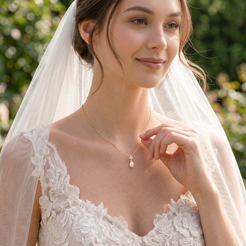 Pearl CZ Pendant Necklace