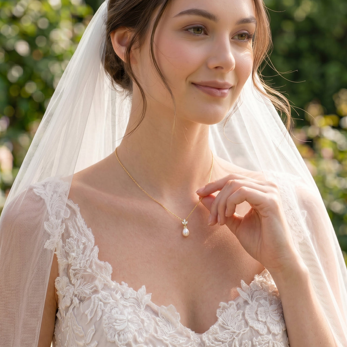 Pearl CZ Pendant Necklace