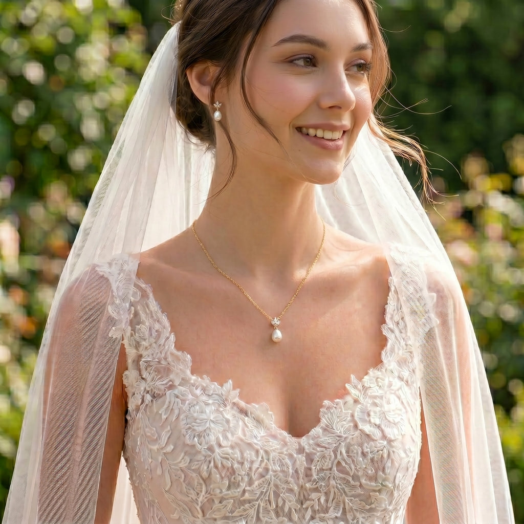 Pearl CZ Pendant Necklace