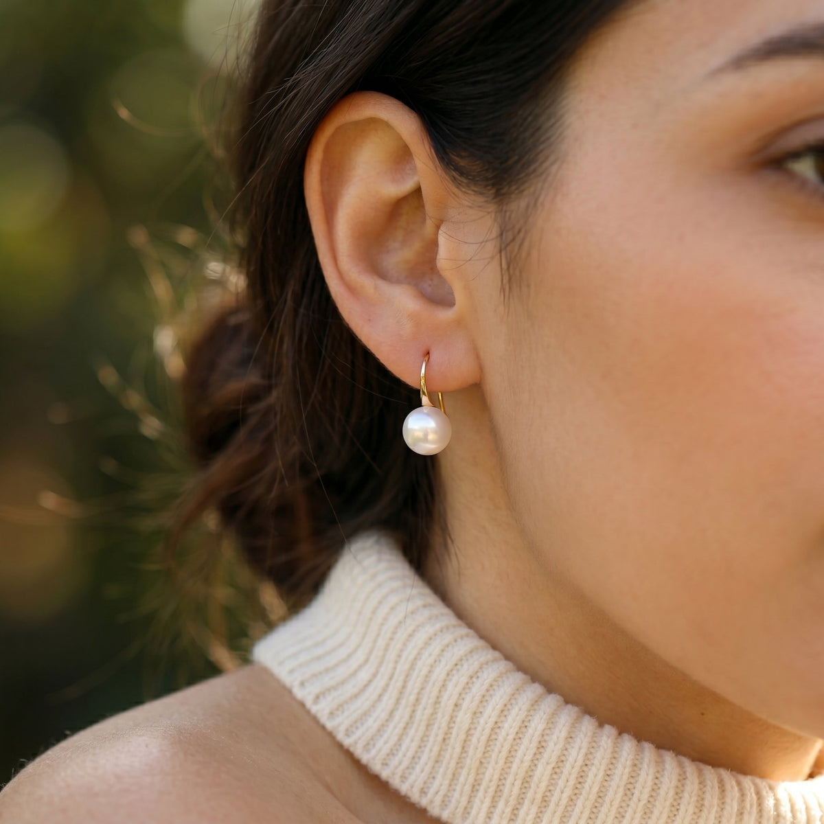 Freshwater Pearl Hoop Earrings with Silver