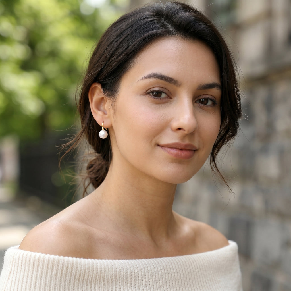 Freshwater Pearl Hoop Earrings with Silver