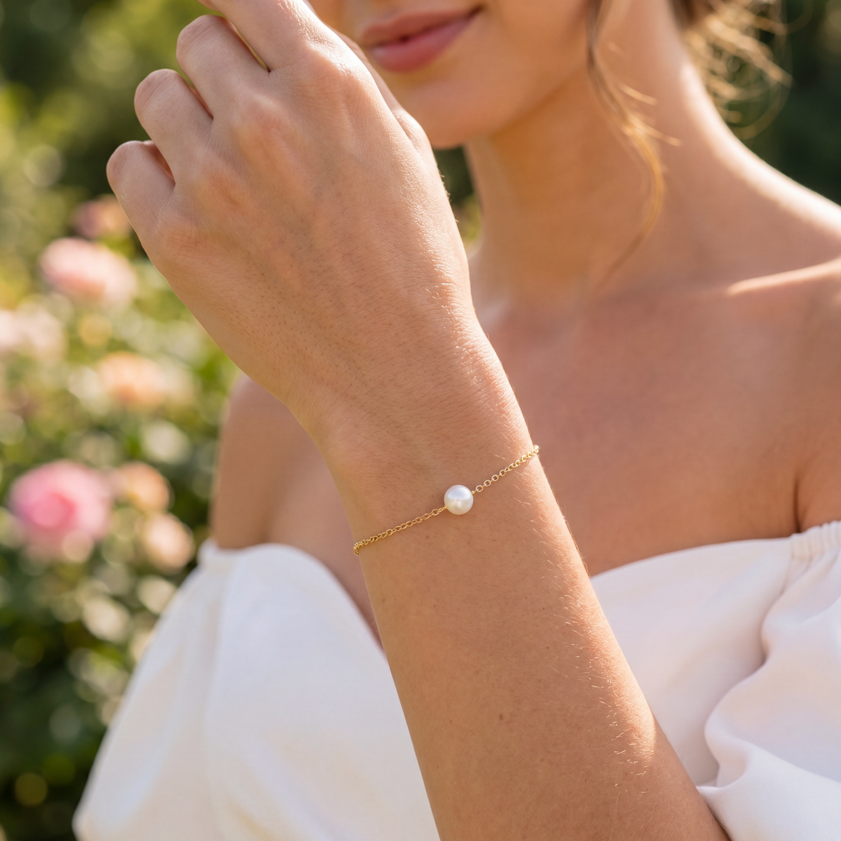 Freshwater Pearl Bracelet with Silver Chain