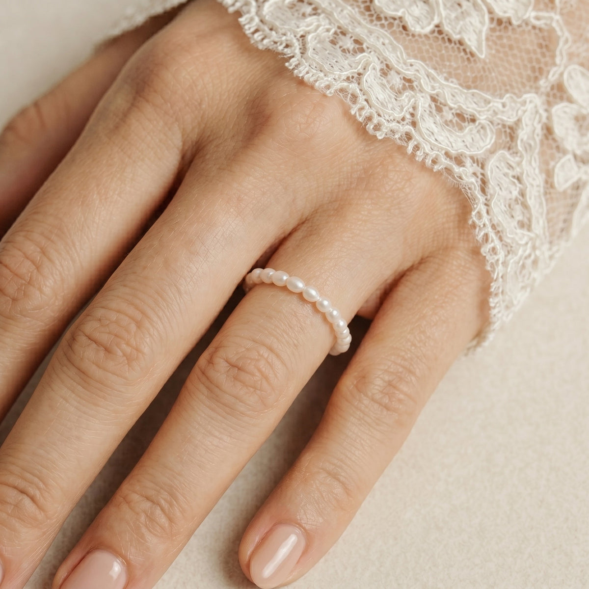 Freshwater Pearl Beaded Ring in Sterling Silver