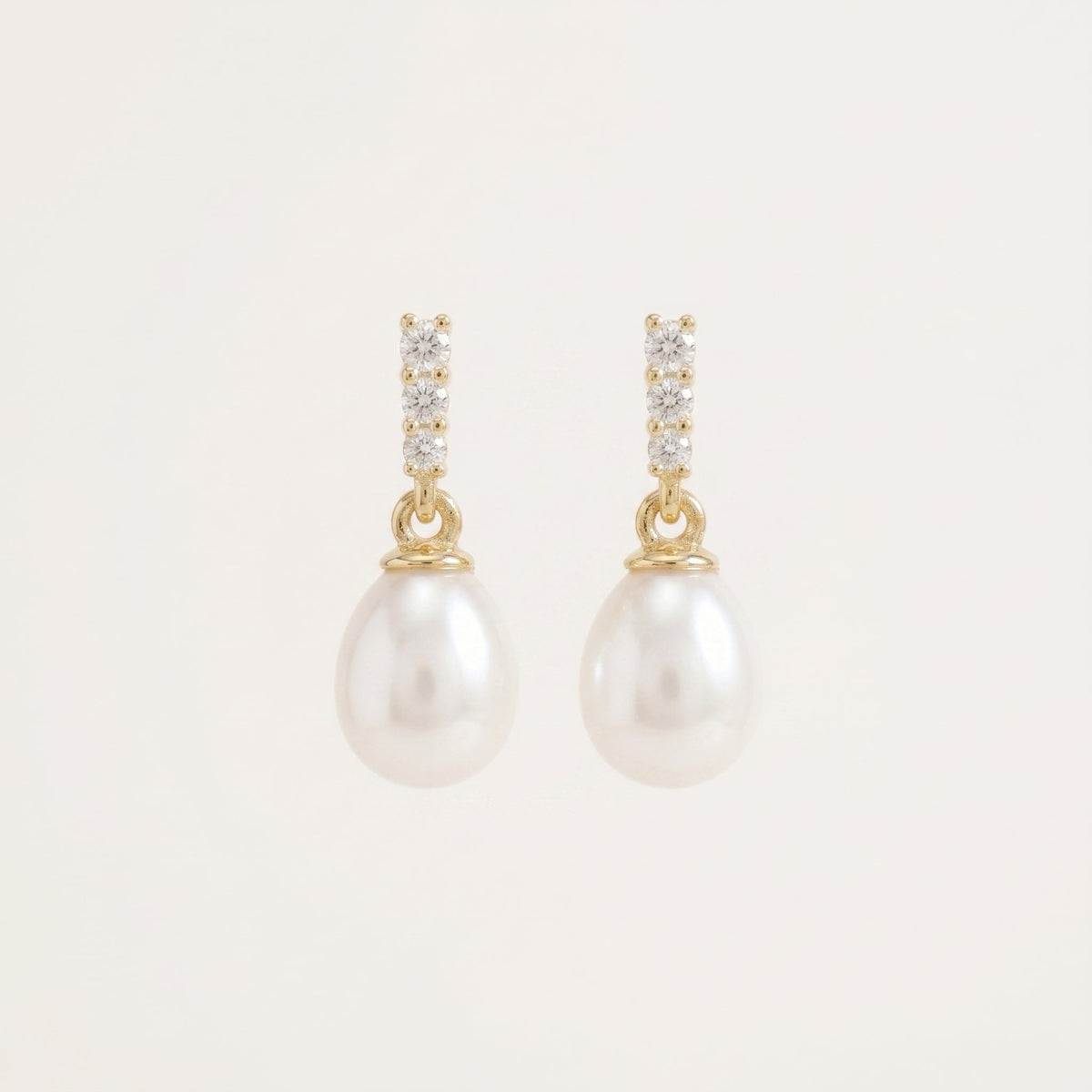 Freshwater Pearl Drop Earrings with CZ