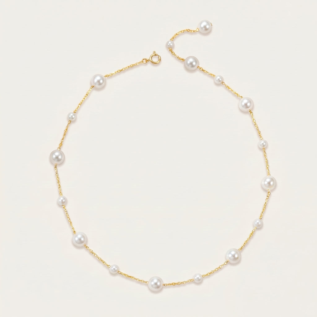 Freshwater Pearl Chain Necklace in Sterling Silver